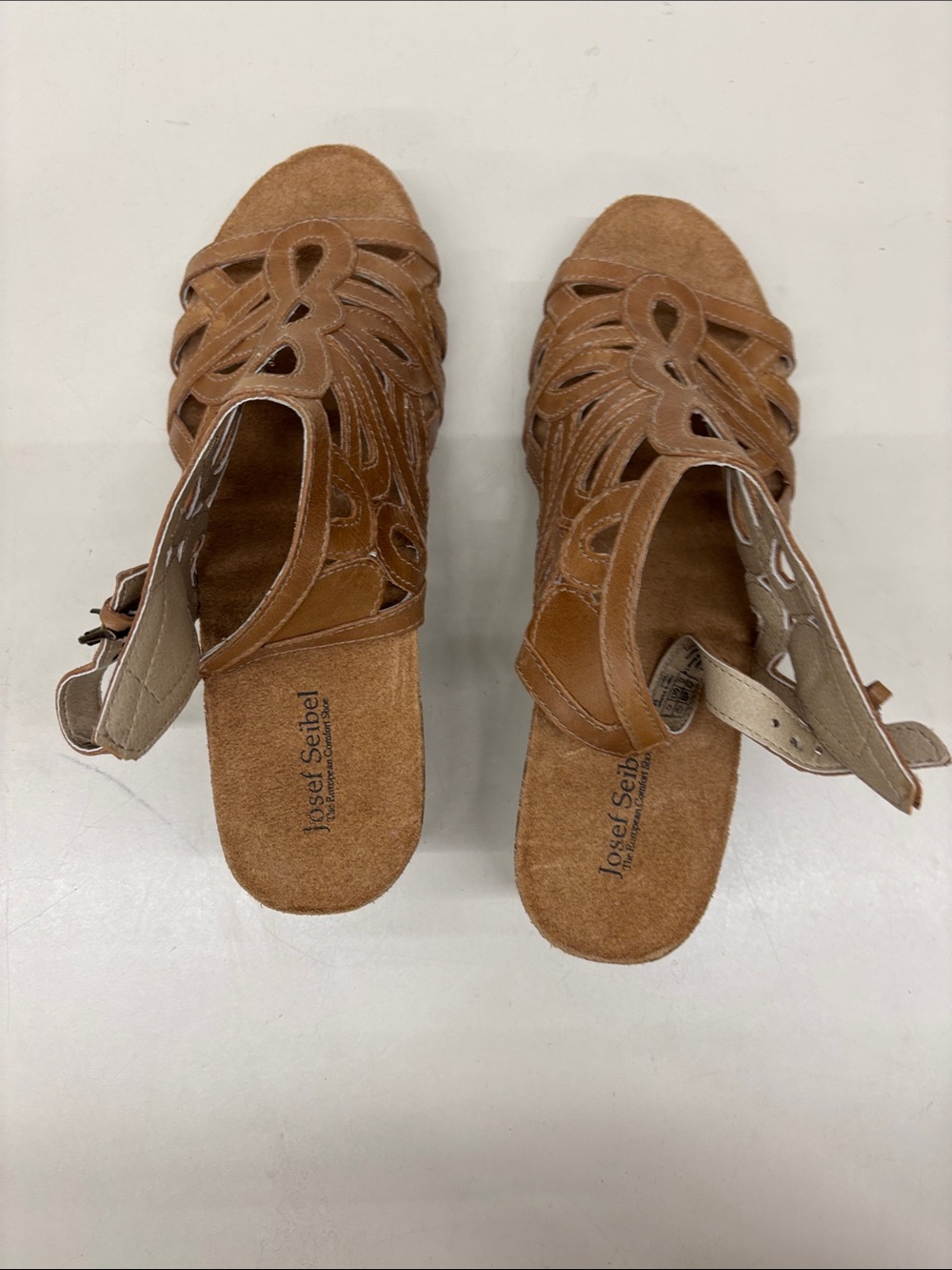 Josef Seibel Tan Cutout Slingback Heeled Sandals - Picture 4 of 7